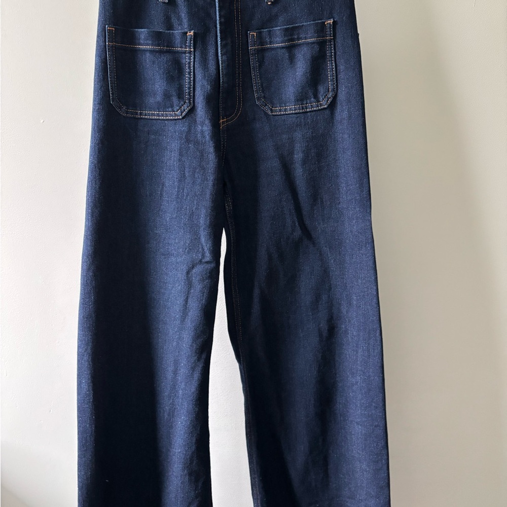 Zara Women’s  Dark Indigo Front Pocket Wide Leg Jeans